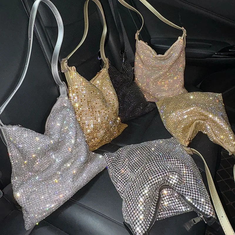 

Luxury Diamonds Evening Bags for Women Shoulder Bag Soft Crystal Rhinestone Handbags Shopper Purses Party Wedding Clutch Ladies