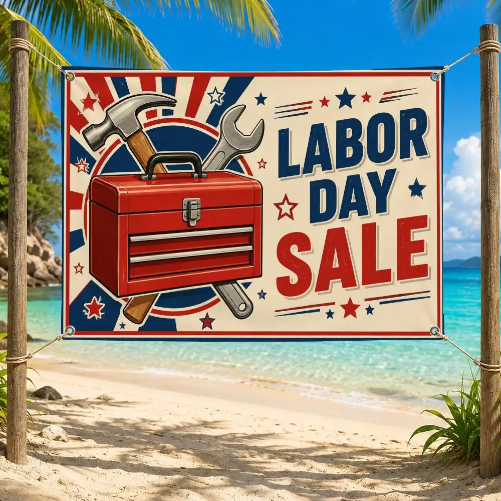 Vintage Patriotic Labor Day Graphic Flags Fade Resistant Flag Washable Lightweight HD Print Indoor Outdoor All-Weather