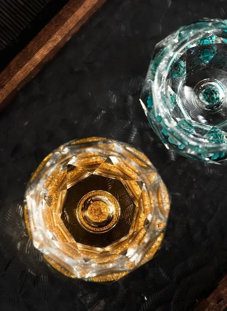 قطع الماس خالية من الرصاص كريستال الخمور نظارات الفودكا شوت ويسكي ساكي سوجو براندي فنجان شاي-مجموعة من 6 أواني زجاجية لأرواح النبيذ #6