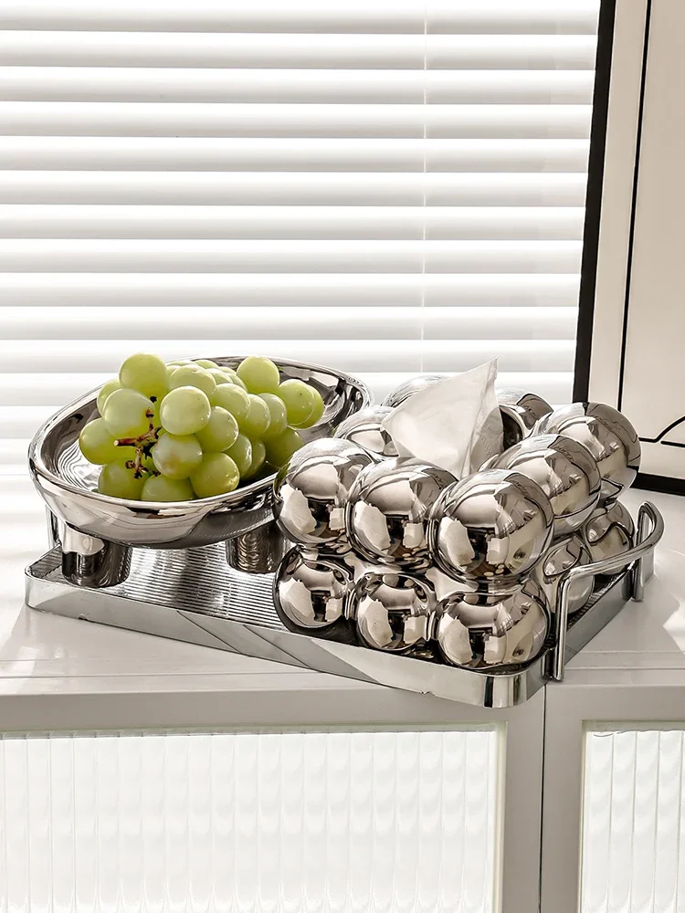 Cream fruit tray simple and luxurious dining table decoration three legged high legged snack tray storage tray