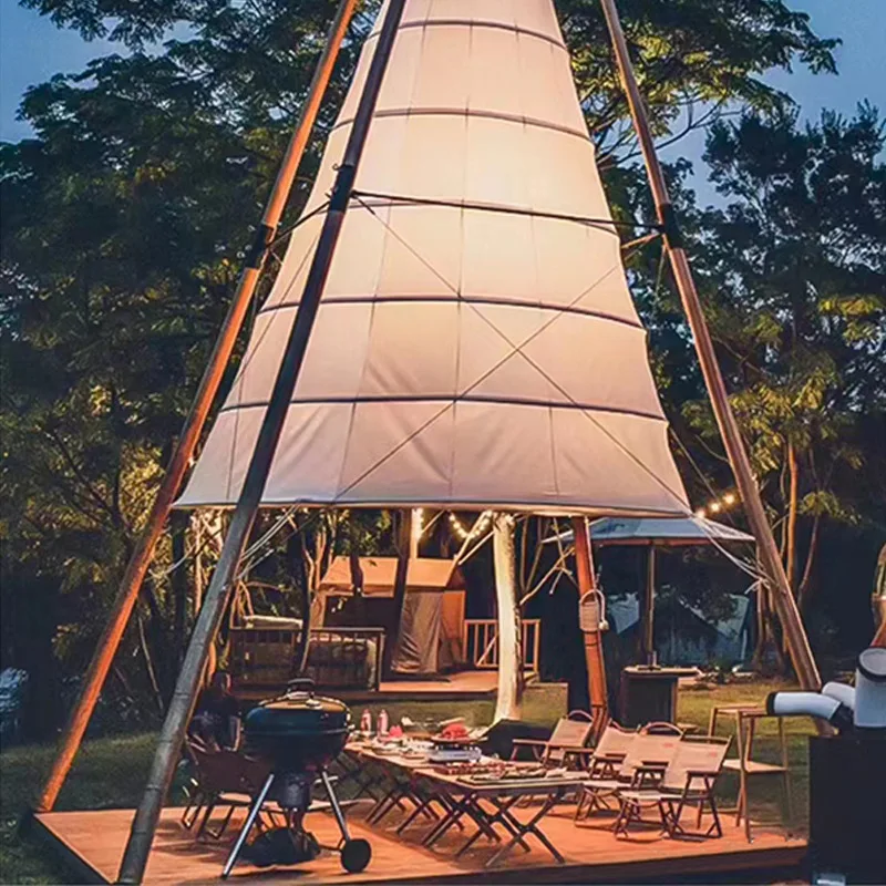 Bamboo Lantern Cone Tent Giant Canopy Internet Celebrity Picnic Camp Oxford Cloth Outdoor Awning Open-air Restaurant