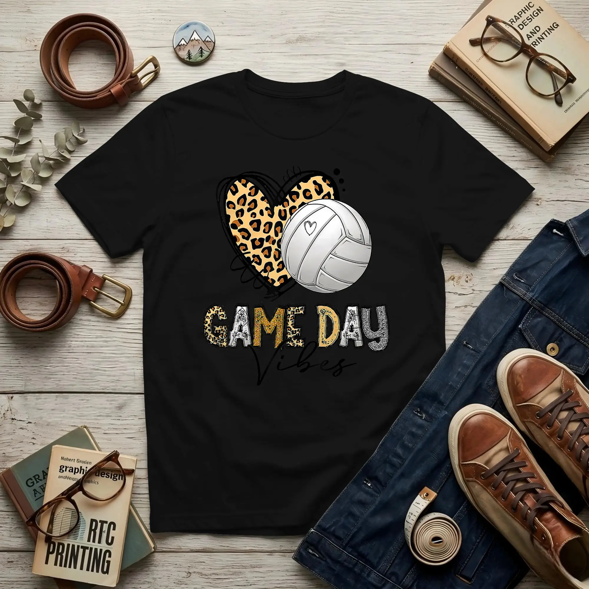Bleached Volleyball Game Day Vibes Men's T Shirt Volleyball Creative Tees Short Sleeve Round Collar Cotton Present Tops T-Shirt
