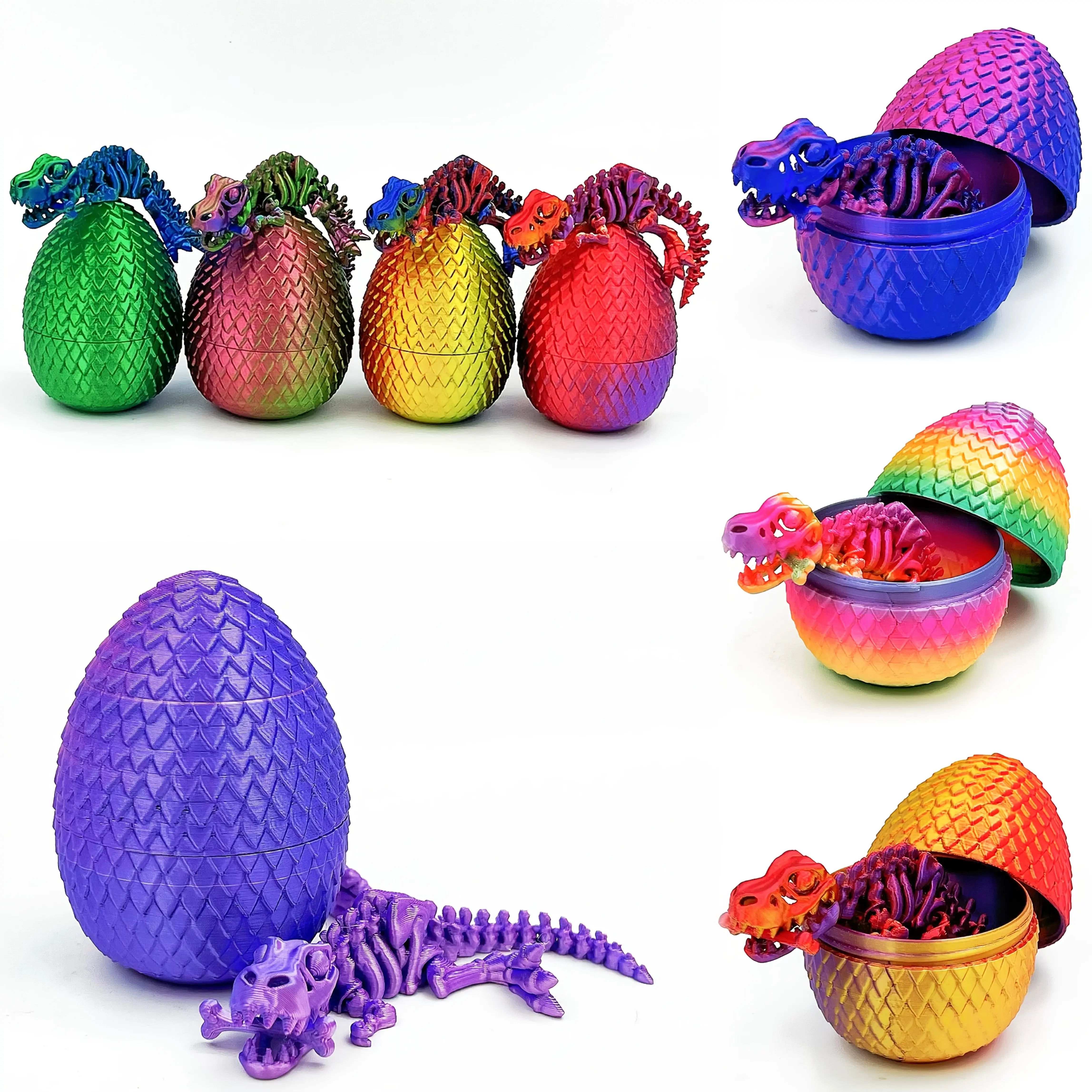 

3D printed small Tyrannosaurus egg model decoration with exquisite skeleton, adding a prehistoric atmosphere to the desktop