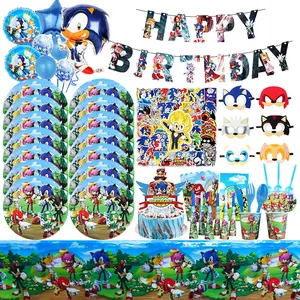 Hedgehog Dekorasi Ulang Tahun Pesta Perlengkapan Peralatan Makan Kartun Cangkir Kertas Piring Taplak Meja Latar Belakang Balon Hadiah Favorit Anak-anak 10 mug landak penjualan terbaik - №