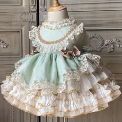 Summer 0-8-year-old Lolita Pink Girl Princess Dress Birthday Party Fluffy Sleeveless Bowtie Children's Elegant Evening Dress