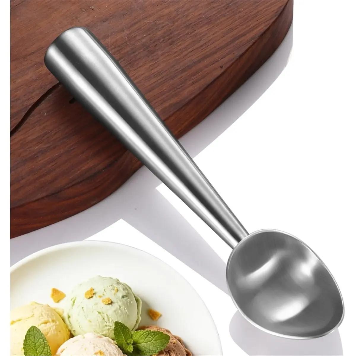 Home Tool Ice Cream Scoop - Premium 304 Stainless Steel Ice Scooper, Non-Stick, Dishwasher Safe, Cookie Dough & Melon Balls