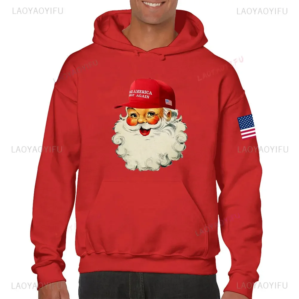 Make Christmas Great Again Trump Christmas Sweatshirt Funny Trump Christmas Hoodies Santa Sweatshirt MAGA Santa Hoodie Tops