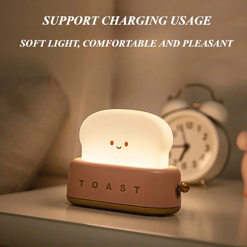 Ins Creative LED Bread Toast Emotion Machine Small Night Light Bedroom Atmosphere Creative Bedhead Companion Light