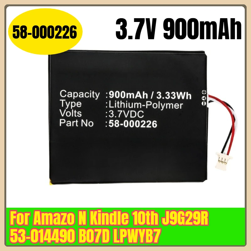 

58-000226 3.7V 900mAh Rechargeable Batteries for Amazo N Kindle 10th J9G29R 53-014490 B07D LPWYB7