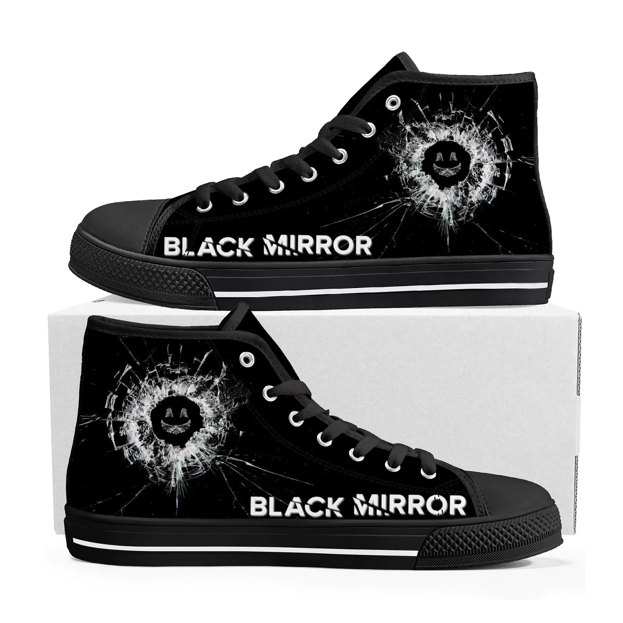 Black Mirror-zapatillas de lona para hombre y mujer, zapatos informales hechos a medida, de alta calidad, personalizables, DIY