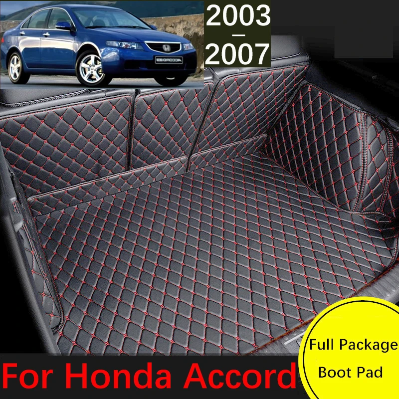 Custom Leather Car Trunk Mat For Honda Accord Euro R CL7 2003 2004 2005 2006 2007 Waterproof Mat Tray Carpet Mud Car Accessories