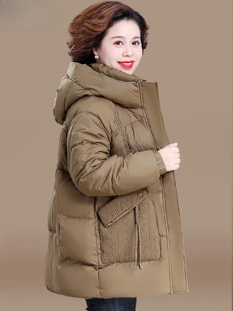 

plus Size down Cotton Jaet Women's Faionable Thiened Long Coat Autumn Winter Warm Polyester Fiber Zipper Closure Hooded