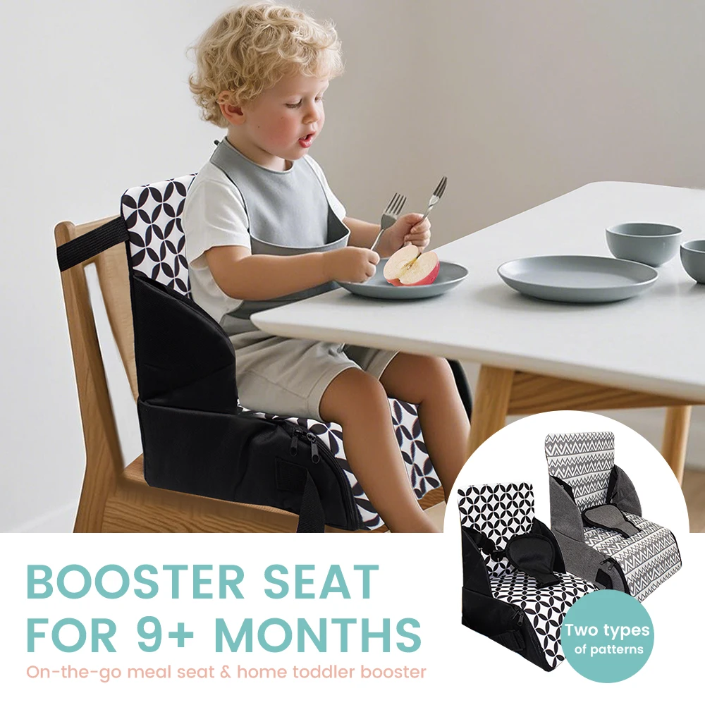Baby Dining Chair Booster Seat Portable Foldable Non-slip Printed Cushion Kids High Seat Pad Children Travel Essential Supplie