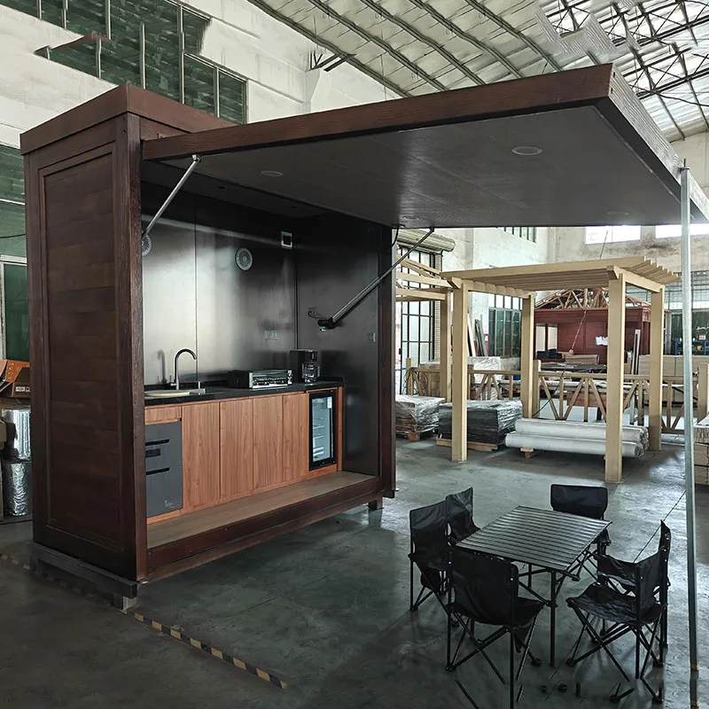 Outdoor Folding Kitchen Integrated Barbecue Cooking Area Multi-Style Optional Garden Dining Scene New Prefab Houses Customized