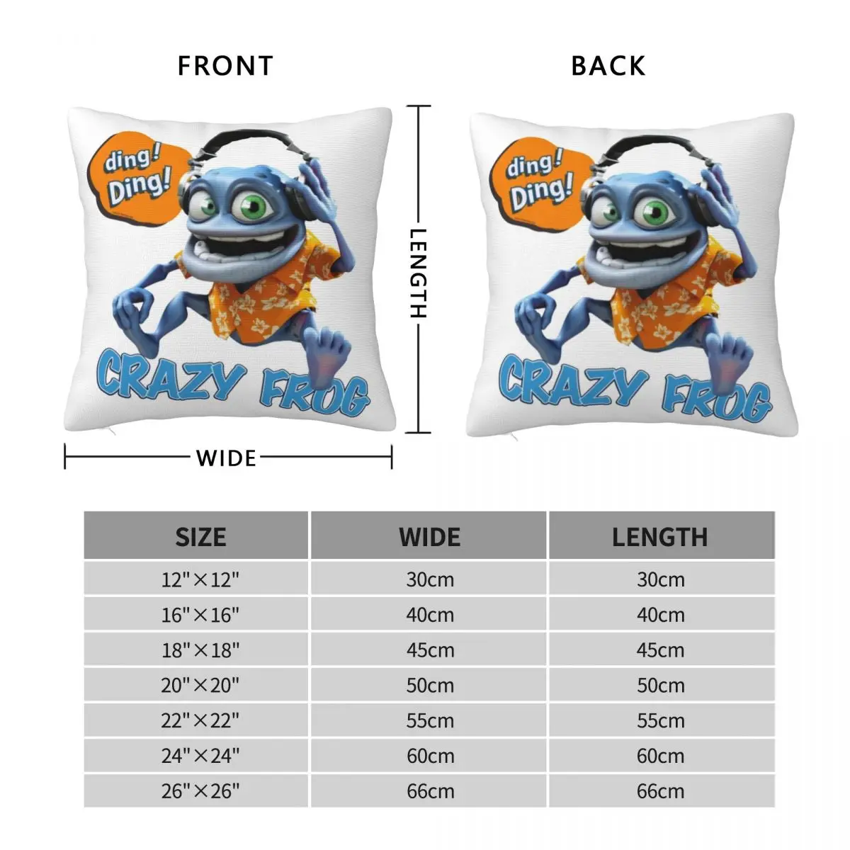 Crazy Frog Dj Ding Ding Pillowcase Polyester Linen Velvet Printed Zip Decor Throw Pillow Case Sofa Cushion Cover