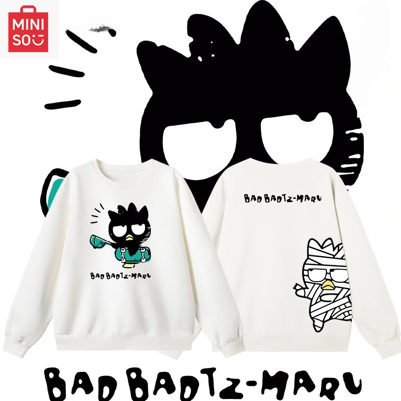 

MINISO коллатусы с BADTZ-MARU, чтобы создать свободную повседневную толстовку с длинными рукавами из мультфильма для мужчин и женщин.