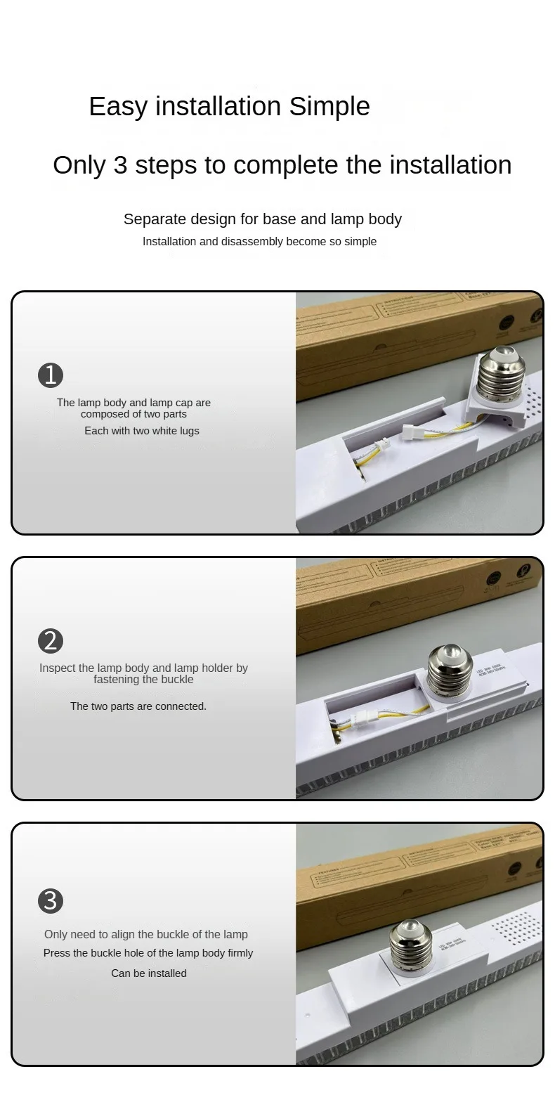 E27 LED Lamp Strip Tube Lighting Ac85-265V 18W/24W 6000K Bulb Adjustable Direction 360° Indoor Cold White Long Crystal Bulb