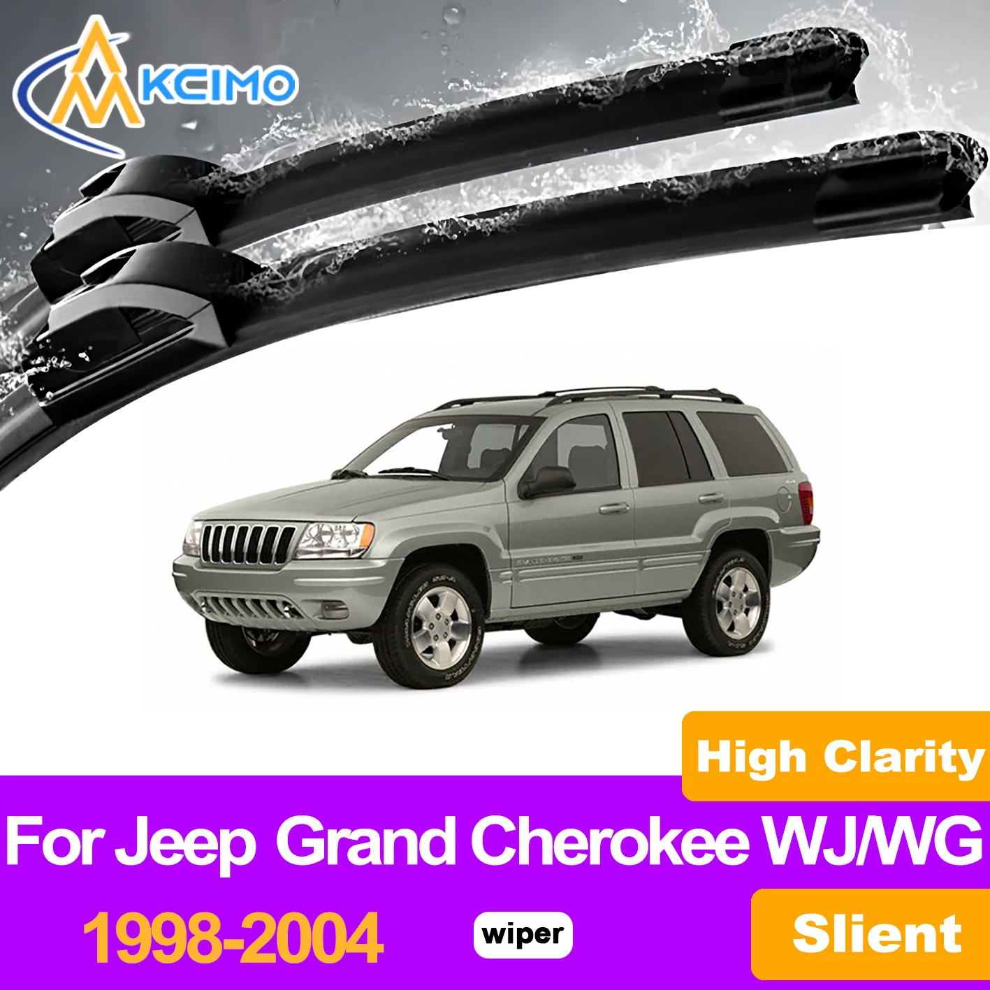 

KCIMO 2PCS Front Windshield Wiper Blades For Jeep Grand Cherokee WJ/WG 1998-2004, Premium Grade Rubber Reliable Performance