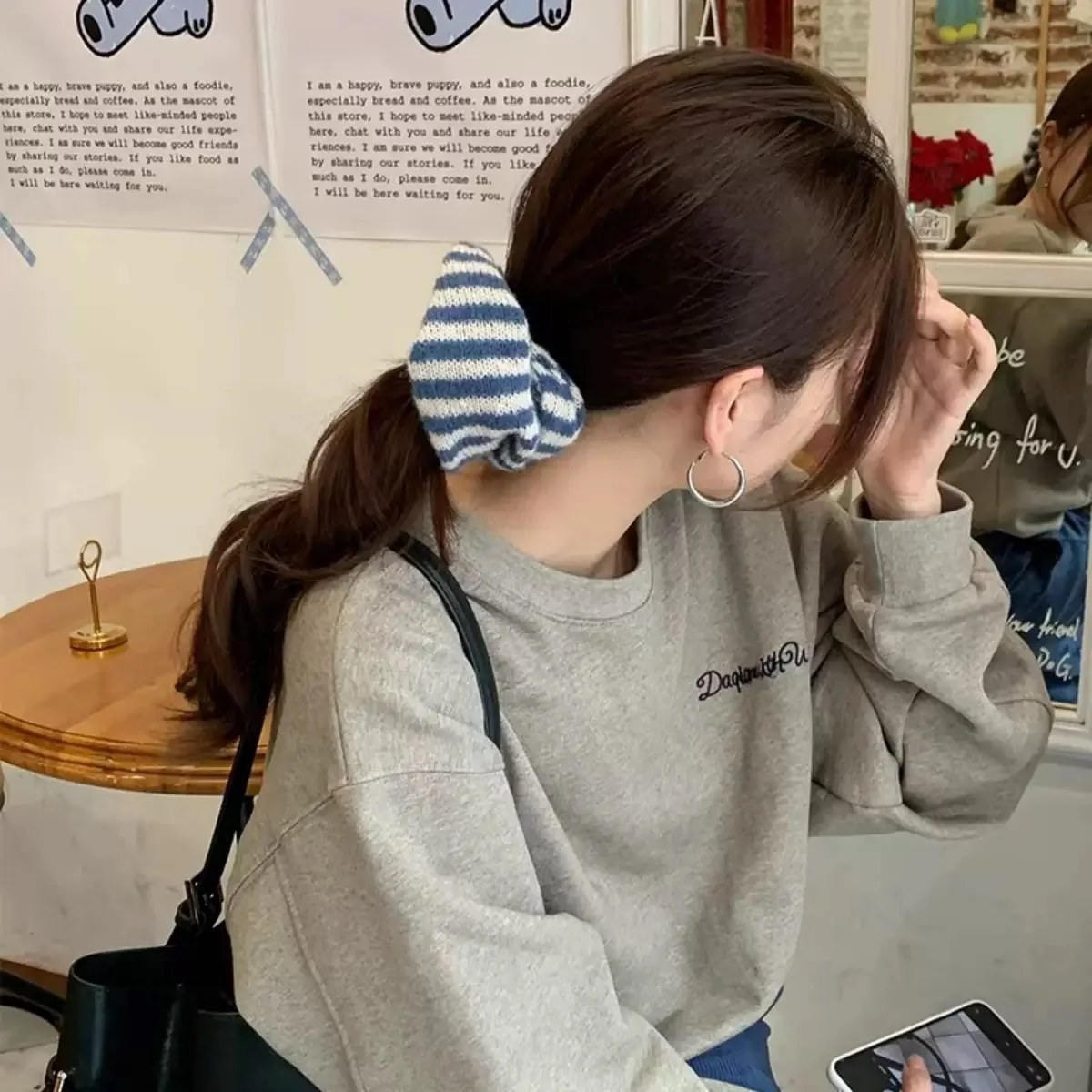 ربطات شعر محبوكة مخططة ملونة على شكل ذيل حصان للنساء والفتيات