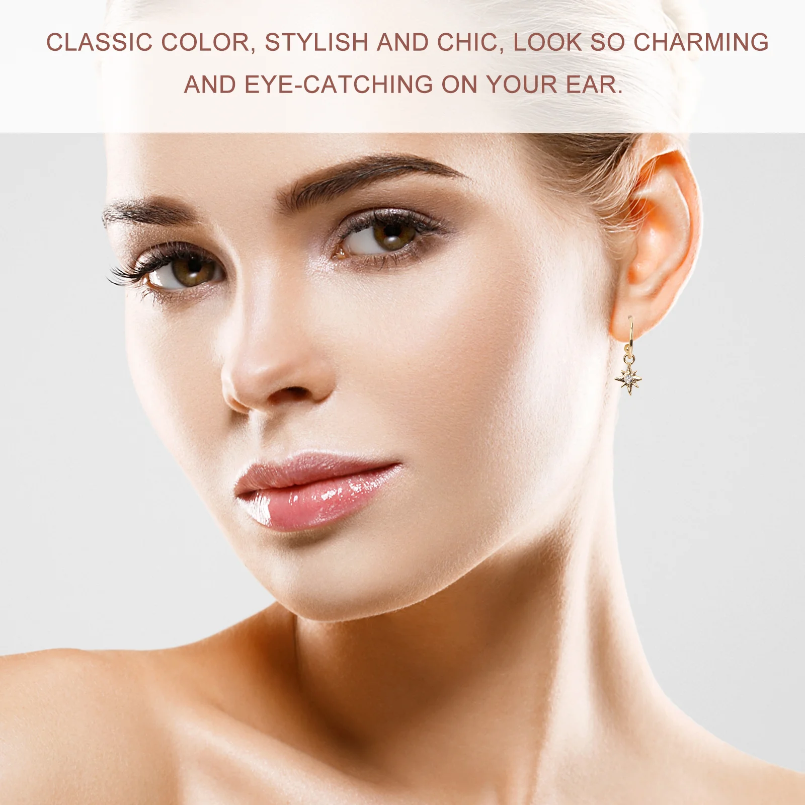 1 مجموعة متعددة حفرة ستار عين الشر طقم من الحلقان كليب على غير ثقب الأذن العظام الكفة الشرير أقراط للنساء حفل زفاف هدية