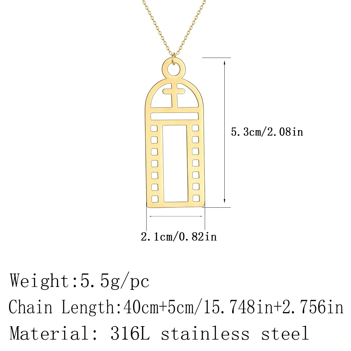 Kinitial Narrow Gate Necklace Women Men Christian Jewelry Jesus Stainless Steel Religion Pendant Necklace