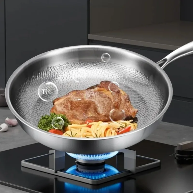 

Титановая сковорода 26/28/30/32 см с антипригарным покрытием, без покрытия, для жарки стейков, с узором «рыбья чешуя», с крышкой, кухонная утварь