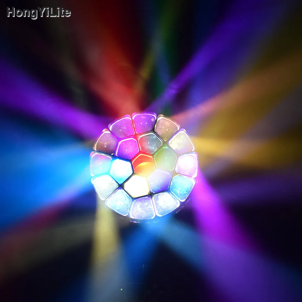 HongYiLite 19x25W Ojos de abeja Cabeza móvil Estilo K15 102CH DMX512 Espejos motorizados Efecto de teñido CTO para Club Concierto Festival