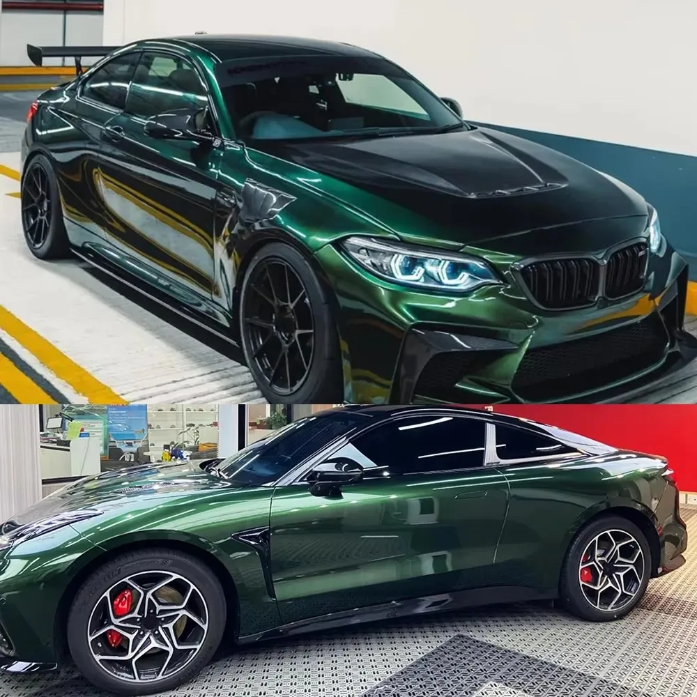 

152cm*18M High Glossy Metallic Midnight Green Sticker Car Wrap Vinyl Film with Air Release Self Adhesive Decal Wrapping