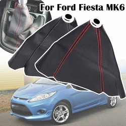 For Ford Fiesta MK6 Fusion Gear Stick Cover Shift Boot Car Shift Knob Leather Gear Shifter Boot Dust Cover Gear Gaiter Black Red