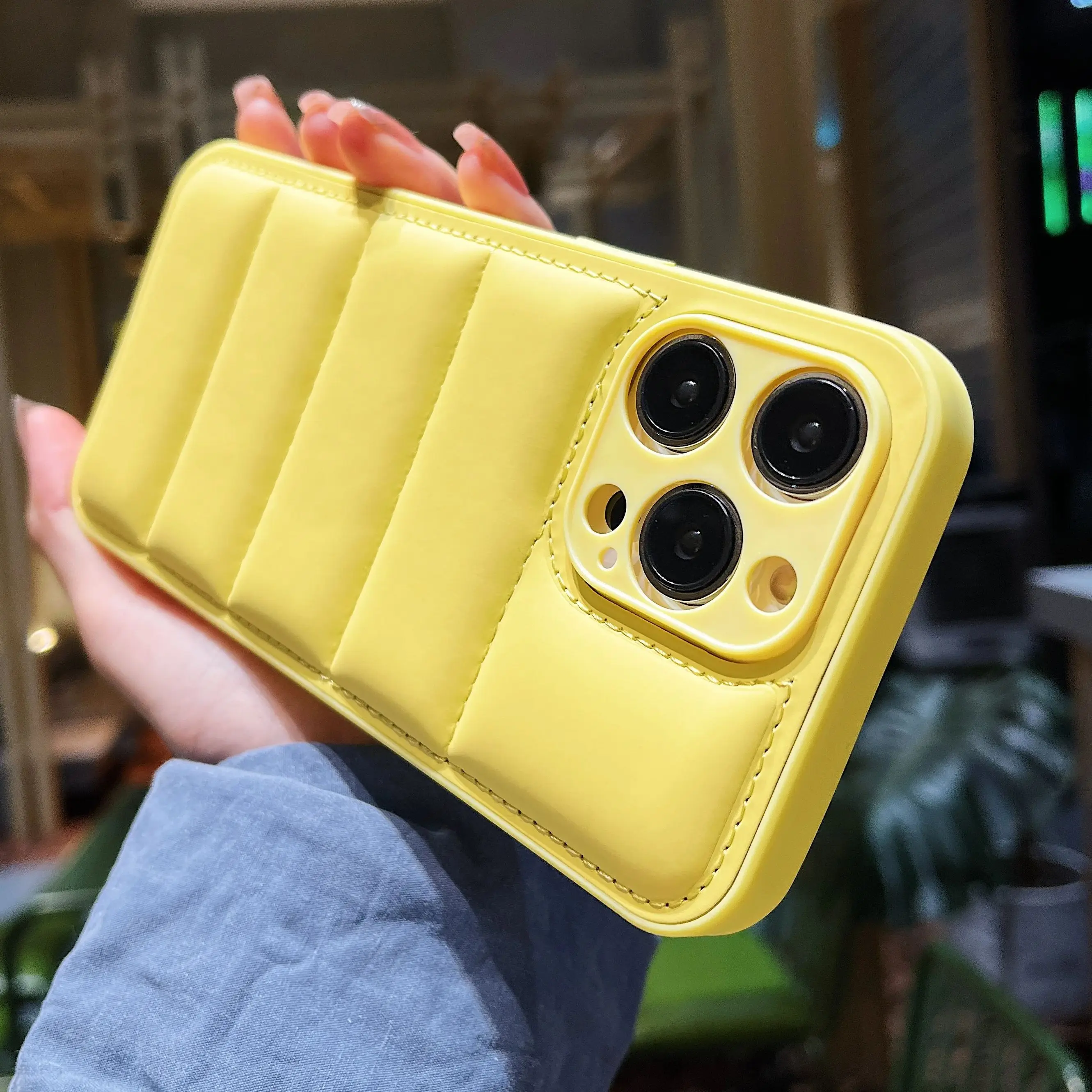 Solid Color Down Jacket Pattern Silicone Phone Case For iPhone 16 15 14 13 12 11 Pro Max Plus Full Camera Protection Soft Cover