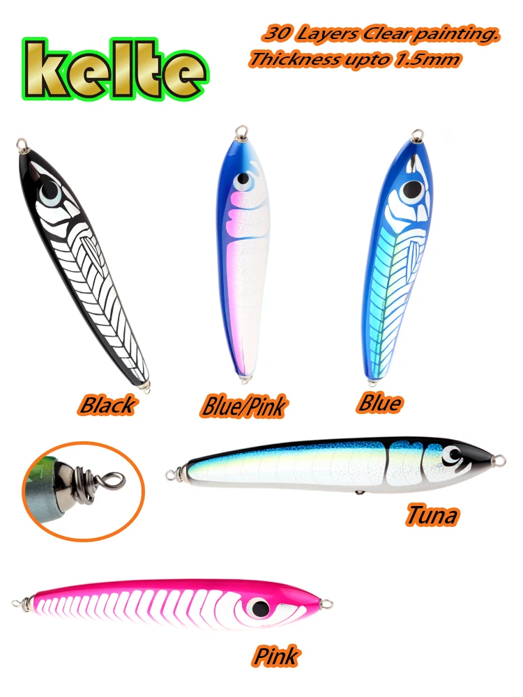 Wooden Fishing Lure, Wood Popper, Carpenter, Skipjack, Stick Bait, Casting Lure, Mahi Mahi, Tuna, Shark, Yellow Tail