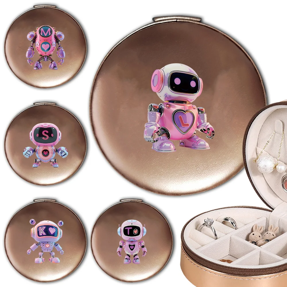 

Large Capacity Round Jewelry Case Suitable for Carrying with You When Traveling Robot Initial Name 26 Letters Pattern