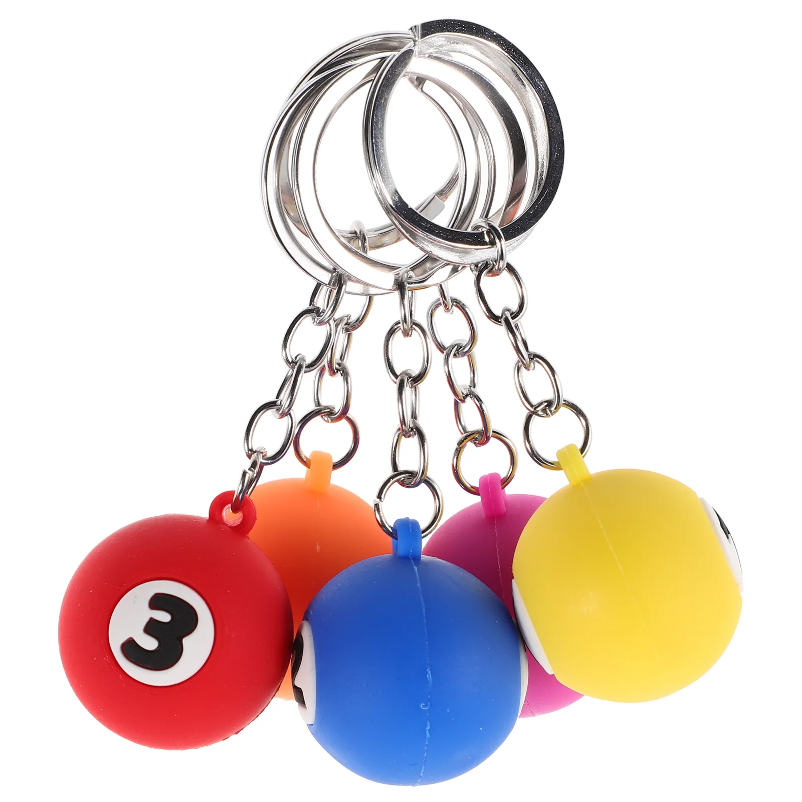 

5Pcs Pool Ball Keychain Realistic Billiard Ball Mini Pendant Decorative Key Ring Sports Bag Key Holder Creative Keychain