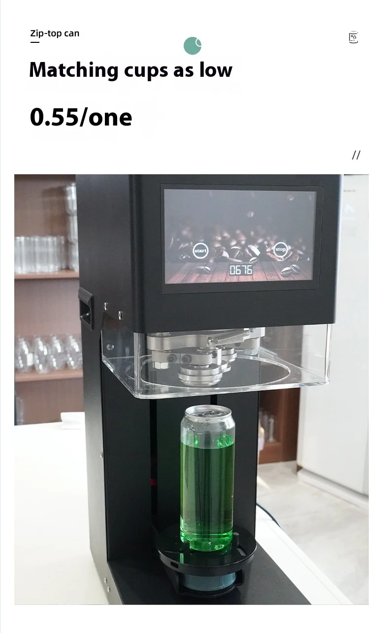 Negozi di tè al latte commerciali Bottiglia con coperchio in alluminio Can2025 Macchina per sigillare tazze con touch screen ottimale intelligente completamente automatica per