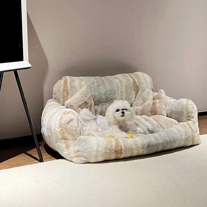 Comfortable Pet Sofa Plush Removable Washable Dog Bed Four Seasons Universal Indoor Pets Nest with Pillow Luxury Pet Supplies