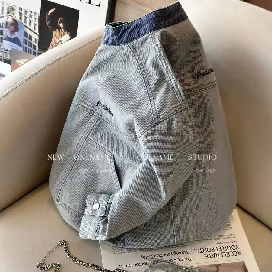 

Boys' Denim Jacket Spring and Autumn new Korean Version Children's Retro Standing Collar Casual Top