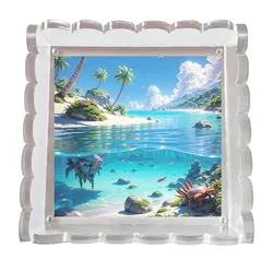 Scalloped Acrylic Tray With Magnetic Mat Clear Art Painting Poster Picture Photo Display Tray Home Office Desktop Decor