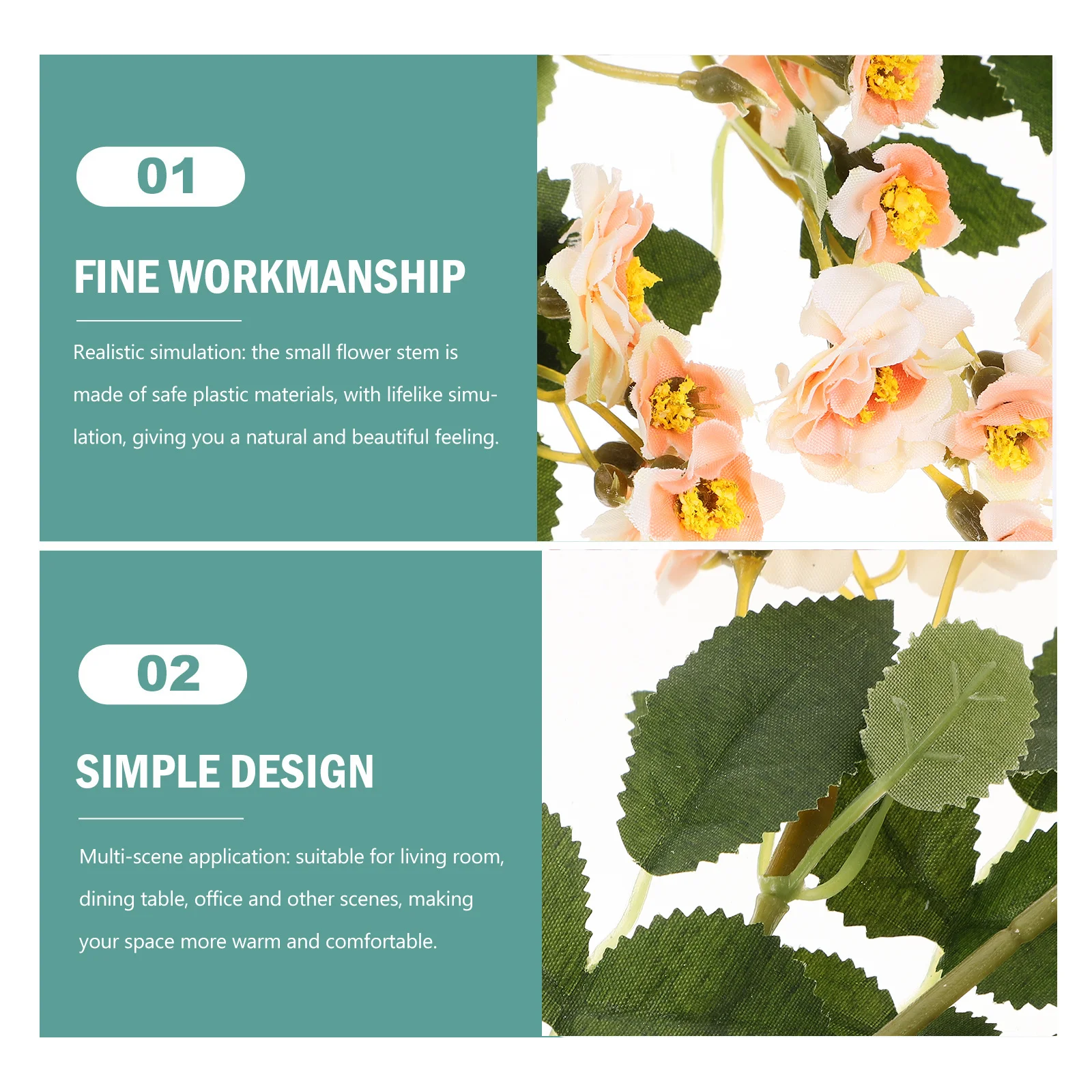 

2Pcs Artificial Flower Ornaments Imitation Rose Decor for Holiday Tabletop Vase Decoration Fake Flowers Fake Flower Stems