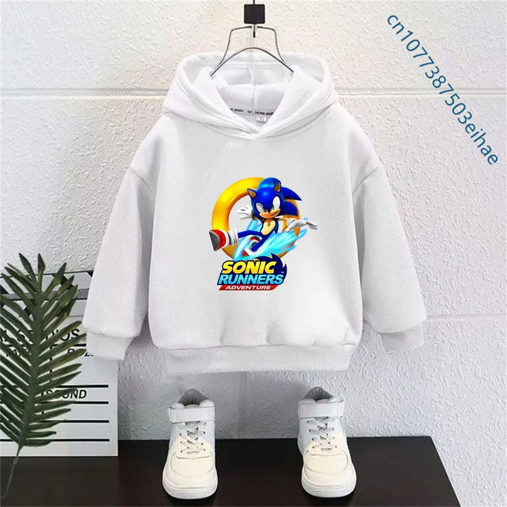 Fashion Soft Clothes Sweatshirt Boys Girls Outfits Gifts One Piece Clothing Kids Cute Cartoon Thick Hoodie Sonic Anime Hoodies