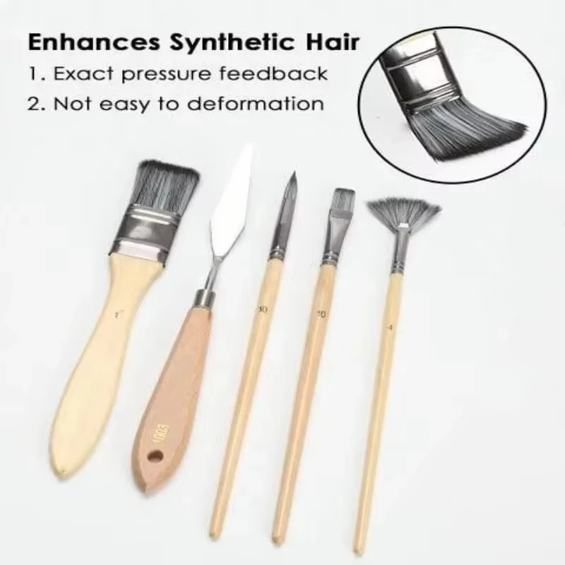 Professional Art Brush With Natural Wood Handles Set Of 24 Nylon Hair Birch Short Rod Artist Paint Brush Set Applicable