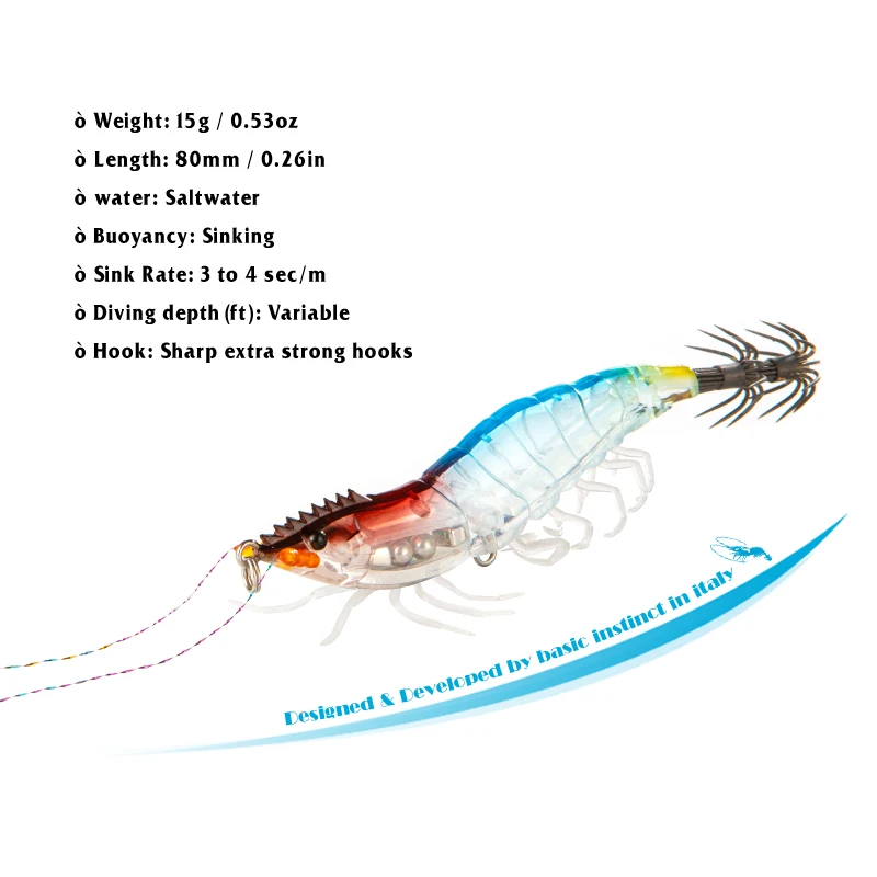 15g Squid Jig Slow Sinking Cuttlefish Egi Lure Artificial Calamar Octopus Bait Fish for Shrimp Hook Sea Fishing Lures