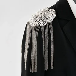 2pcs/set Luxury Beaded epaulette for nightblub clothes Punk retro epaulets DIY Fashion Badge Epaulets Shoulder Patches appliques