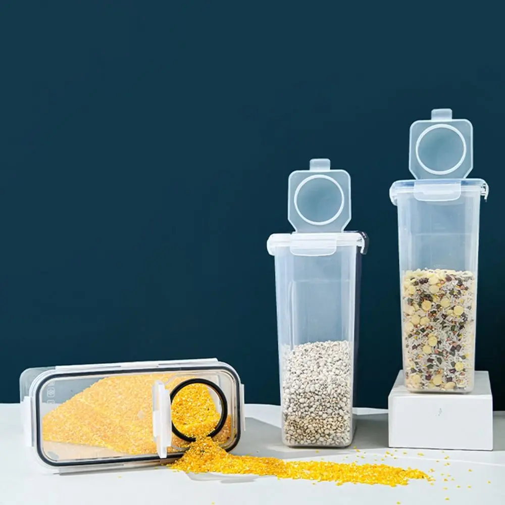 Plastic Cereal Storage Container Transparent Sealed Rice Dispenser Bucket Large Capacity Insect Proof Grain Storage Tank Home