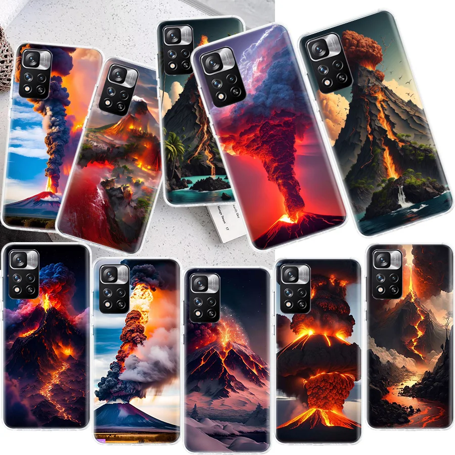 Volcanic Eruption Phone Case For Xiaomi Redmi Note 11 11S 11T 5G 11E 10S 10 12S 12 Pro Plus 9S 9T 9 8T 8 7 6 5 Capa Coque Fundas