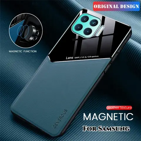 Luxury Leather Lens Protection Case For Samsung Galaxy M32 M53 M52 M23 M51 M33 M31 M21 M22 M54 M34 Car Magnetic Function Cover