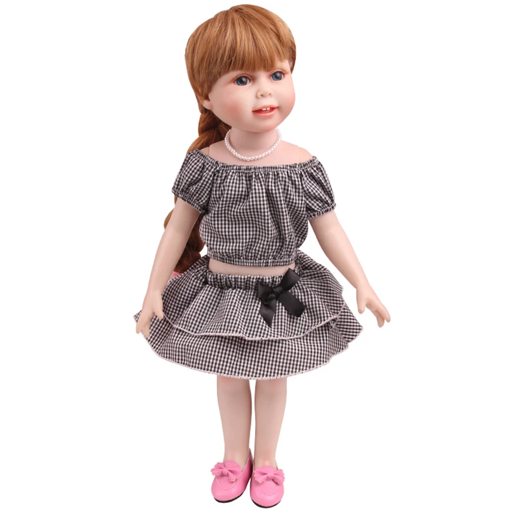 18 Inch Doll Girl Plaid Set, One or Two on Top, Fresh Color Matching Set, Fashionable Doll, Summer Minimalist Outfit Accessories
