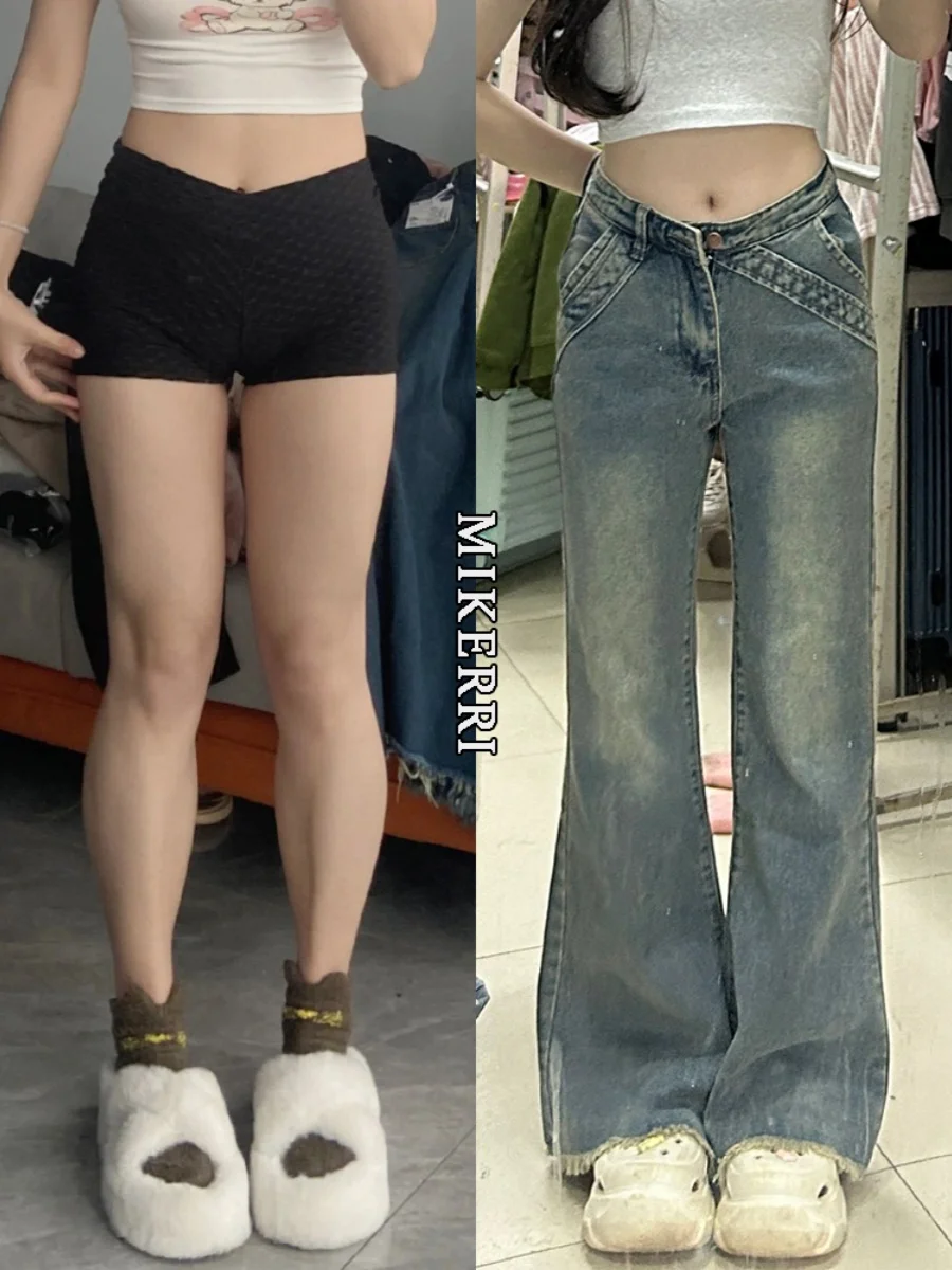 

Retro Hem Wide Leg Jeans Women's Spring Autumn 2024 New plus Size Loose Slimming Bell Bottoms High Waist Long Pants Deep Color