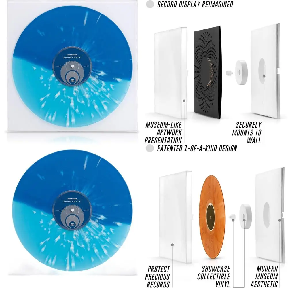 

Modern Wall-Mounted 12 Vinyl Record Display Case - Openable LP Frame with Museum-Style Protection for Collectors (Satin White)