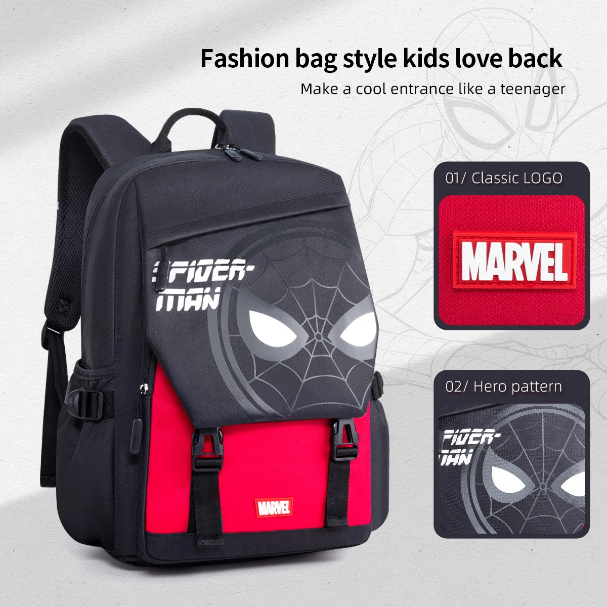 Marvel School Bag for Boys, Lightweight Weight-Relief Large Capacity Kids Backpack & Storage Bag