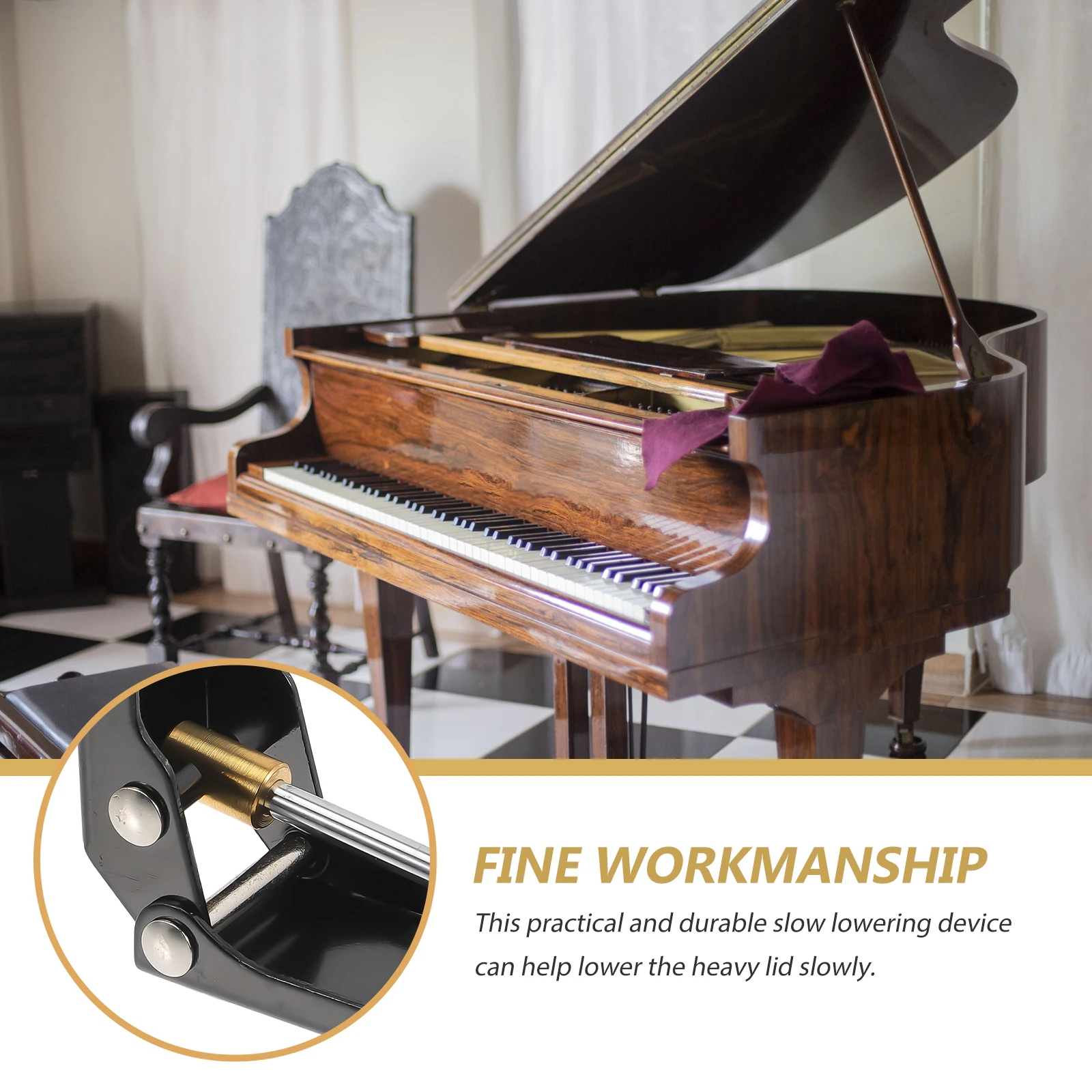 

Piano Slow Closing Device Metal Buffer Anti Pinch Accessory Keyboard Cover Protector Durable Tool Silent Fall Control